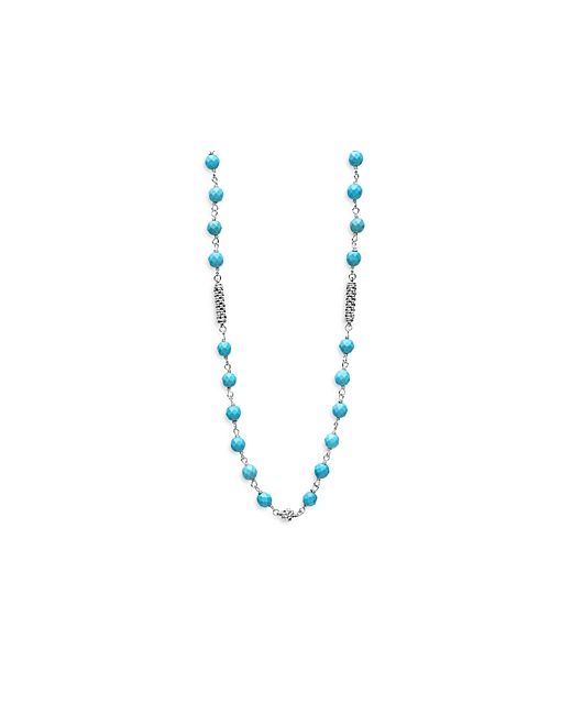 Lagos Sterling Caviar Turquoise Bead Station Necklace 16-18