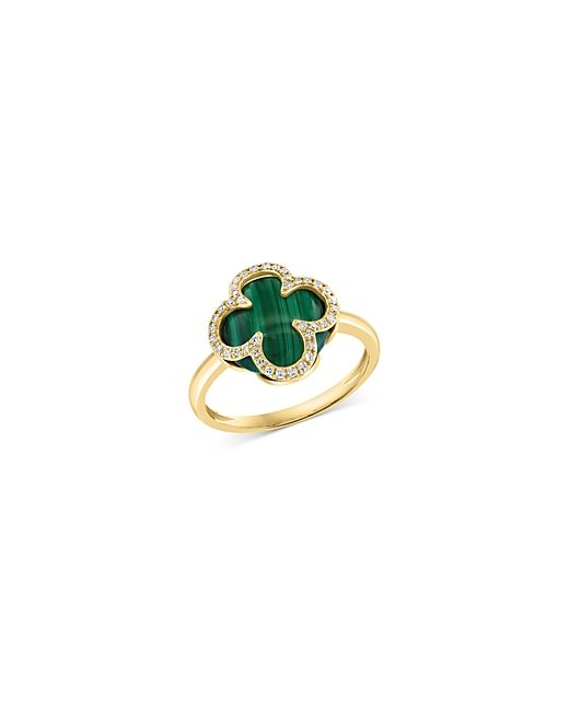 Bloomingdale's Malachite Diamond Clover Ring in 14K Yellow Gold 100 Exclusive