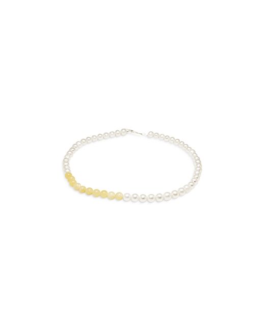 Completedworks Cultured Freshwater Pearl Jade Bead Collar Necklace in Sterling Silver 13-14