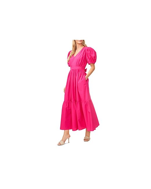Cece Cotton Belted Puff Sleeve Maxi Dress