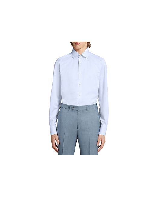 Z Zegna Micro Striped Trecapi Tailored Fit Long Sleeve Shirt