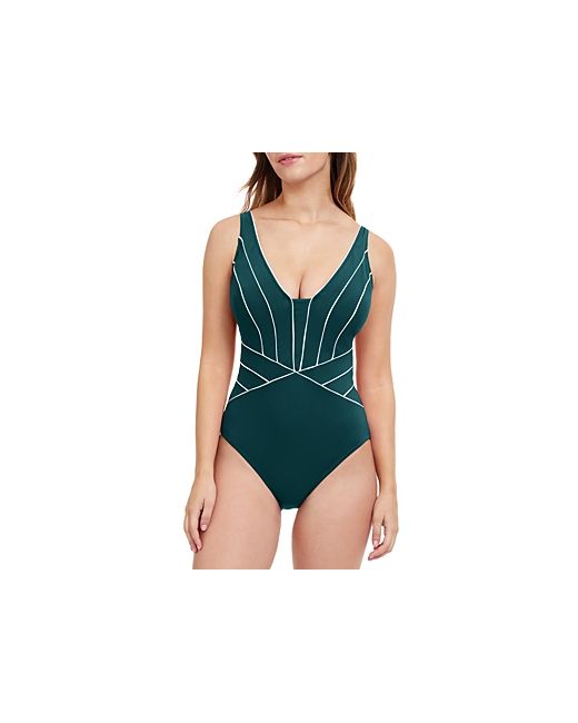 Profile by Gottex Line Up V Neck One Piece Swimsuit