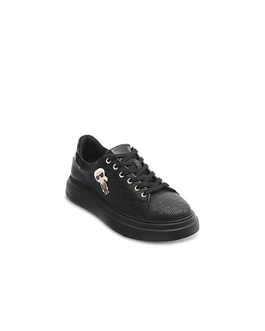 Karl Lagerfeld Leather Caricature Logo Low Top Sneakers