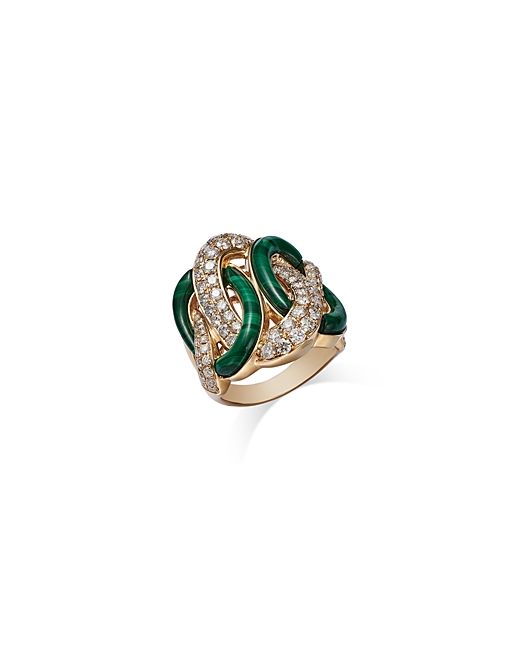 Bloomingdale's Malachite Diamond Pave Ring in 14K Yellow Gold 100 Exclusive