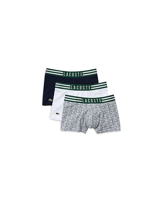 Lacoste Cotton Stretch Striped Logo Waistband Trunks Pack of 3