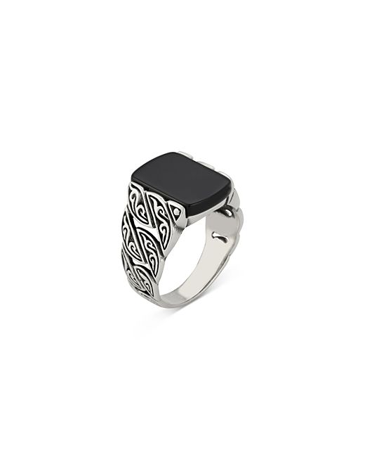 Milanesi And Co Sterling Onyx Squared Filigree Signet Ring