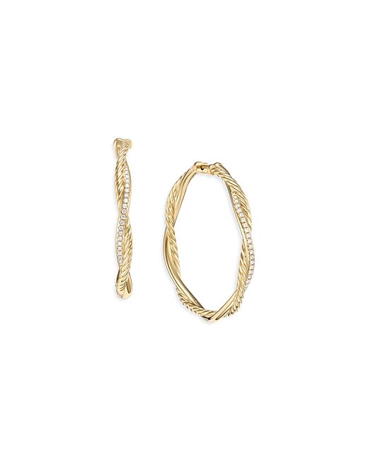 David Yurman 18K Yellow Petite Infinity Hoop Earrings with Pave Diamonds