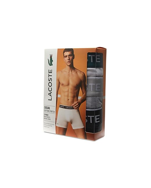 Lacoste Cotton Stretch Logo Waistband Long Boxer Briefs Pack of 3