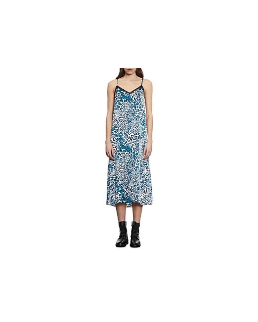 The Kooples Silk Printed Lace Trim Slip Dress