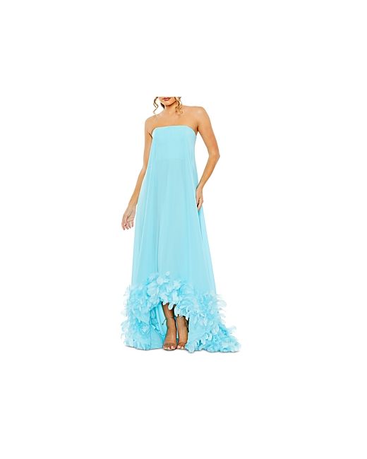 Mac Duggal Strapless Flared Feather Hem Gown