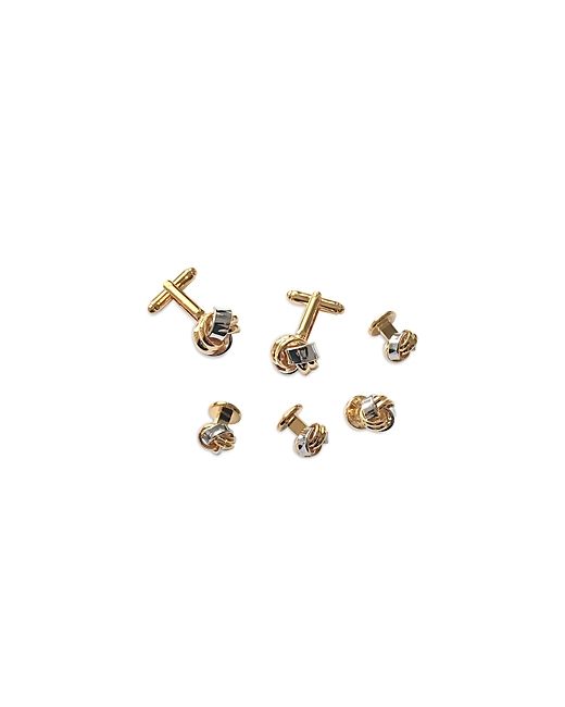 Link UP Classic Knot Gold Tone Rhodium Plated Stud Cufflink Set