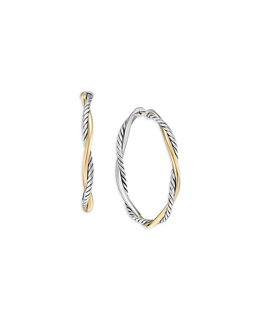 David Yurman Petite Infinity Hoop Earrings in Sterling with 14K Yellow Gold