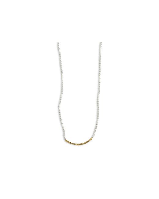 Argento Vivo Hammered Bar Gemstone Beaded Collar Necklace in 18K Gold Plated Sterling Silver 16-18