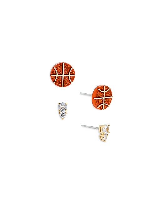 Nadri Ajoa by Sporty Spice Basketball Stud Earrings Set in 18K Gold Plated