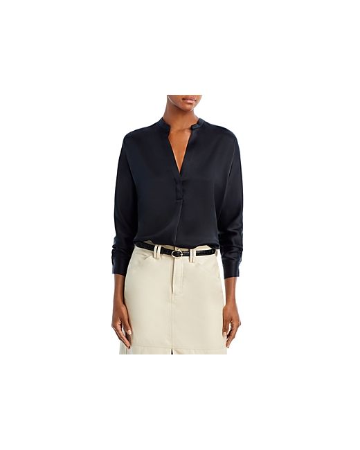 Vince Silk Banded Collar Blouse