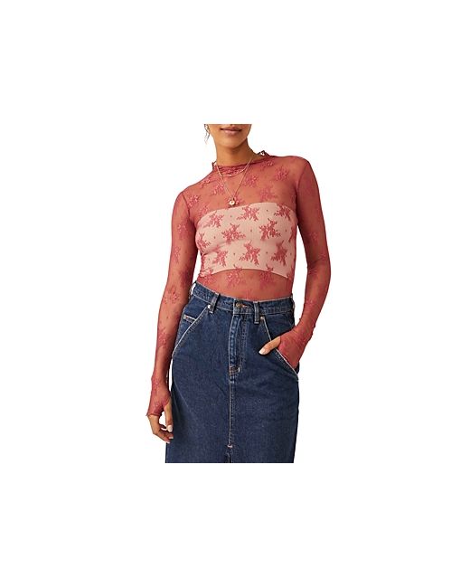 Free People Lady Lux Floral Mesh Layering Top