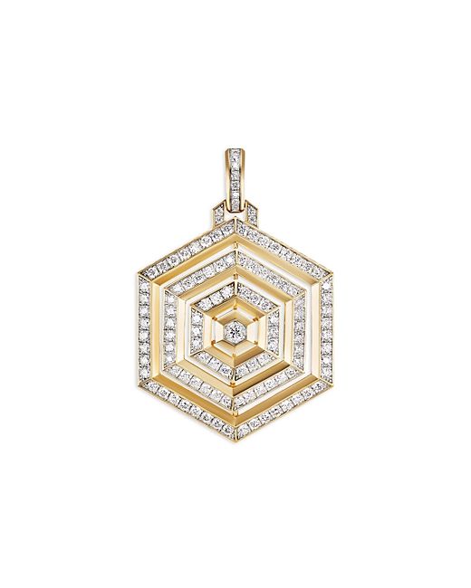 David Yurman 18K Yellow Gold Carlyle Diamond Hexagon Enhancer Pendant