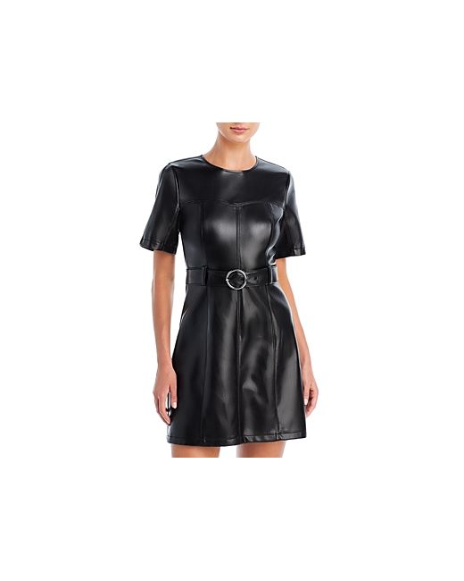 Cinq a Sept Faux Leather Belted Mini Dress