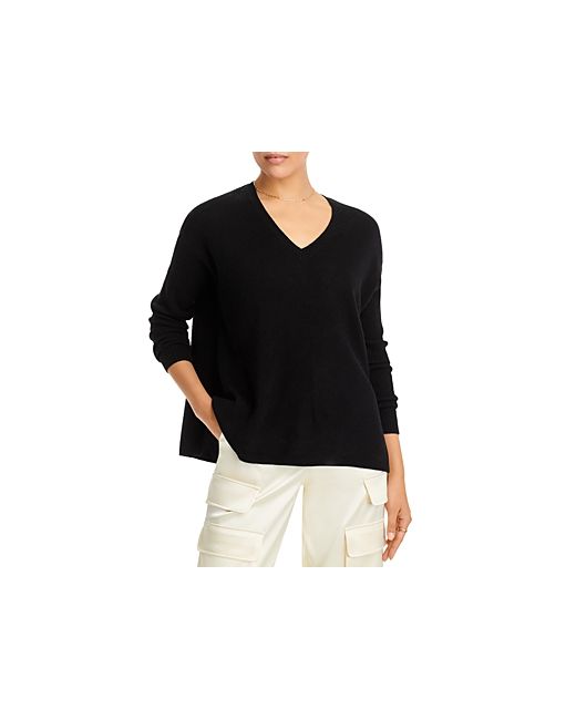 C By Bloomingdale's Cashmere V-Neck Ribbed Sleeve Cashmere Sweater 100 Exclusive