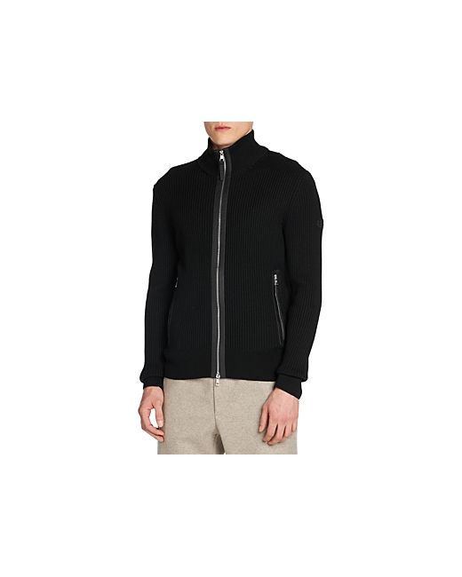 Moncler Zip Front Jacket with Leather Trim