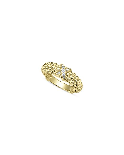 Lagos 18K Yellow Embrace Diamond X Caviar Bead Statement Ring