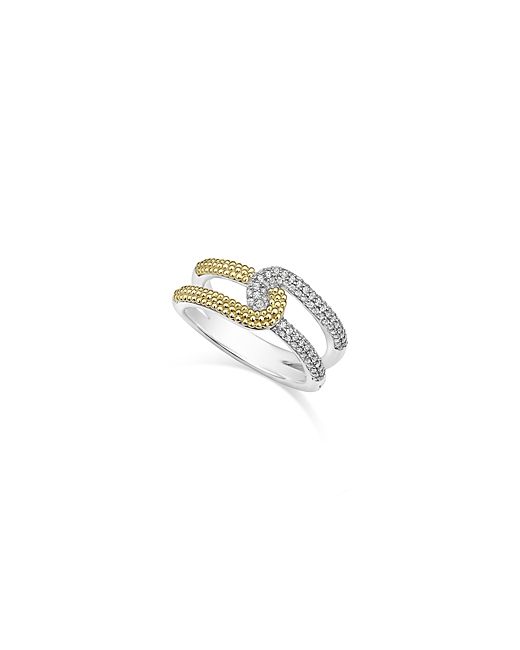 Lagos 18K Yellow Gold Sterling Caviar Lux-Clip Diamond Statement Ring 100 Exclusive