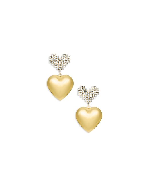 Ettika Crystal Pave Polished Double Heart Drop Earrings
