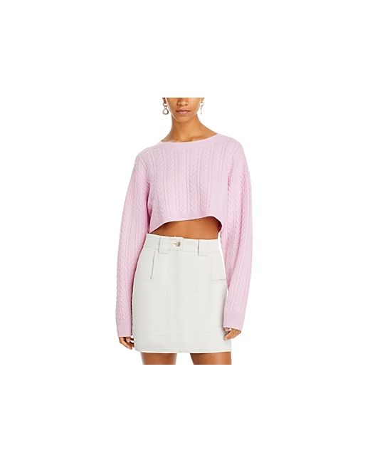 Loveshackfancy Calloway Wool Cashmere Cable Cropped Sweater