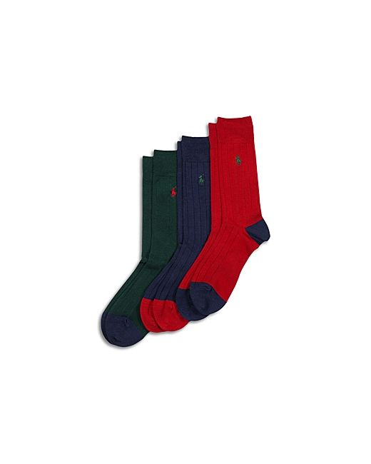 Polo Ralph Lauren 3-Pack Ribbed Contrast Crew Socks