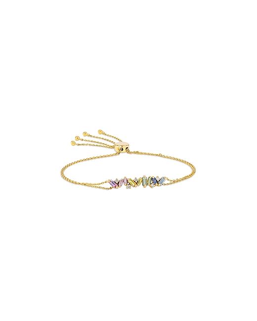 Suzanne Kalan 18K Yellow Gold Frenzy Patel Rainbow Sapphire Diamond Bolo Bracelet