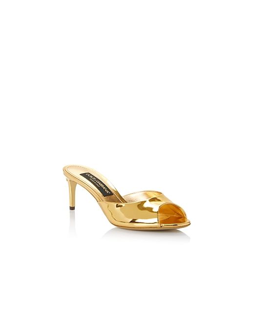 Dolce & Gabbana Metallic Mid Heel Sandals