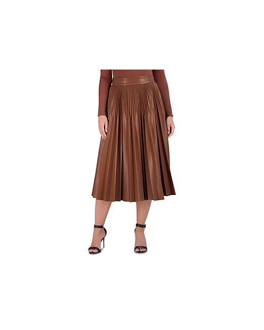 Bcbgmaxazria Faux Leather Pleated Midi Skirt