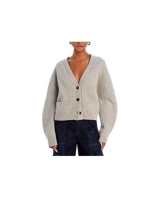 Re/Done Plaited Cropped V Neck Wool Cardigan
