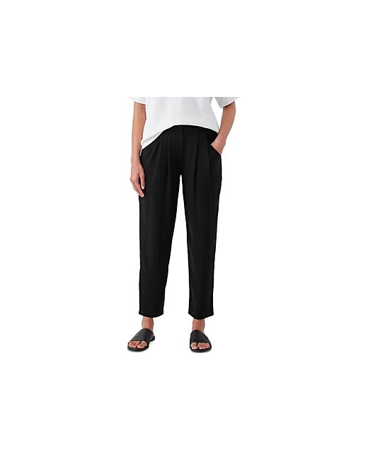 Eileen Fisher Silk Pleated Tapered Ankle Pants