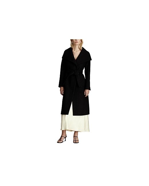 Dawn Levy Gisele Sequin Wool Blend Wrap Coat