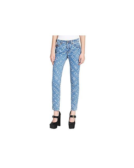 Versace Jeans Couture High Rise Monogram Ankle Jeans in
