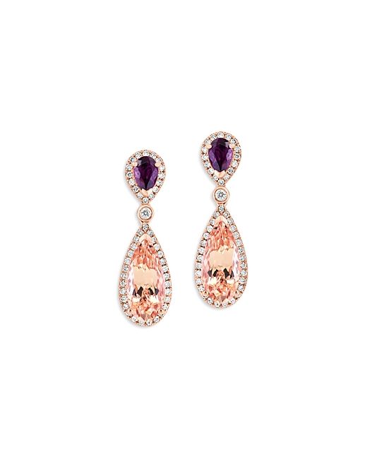 Bloomingdale's Rhodolite Morganite Diamond Drop Earrings in 14K Rose Gold 100 Exclusive