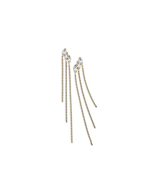 Jennifer Zeuner Torre Sapphire Triple Chain Drop Earrings in 18K Gold Plated Sterling Silver
