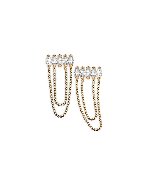 Jennifer Zeuner Rocky Sapphire Chain Drop Earrings in 18K Gold Plated Sterling Silver