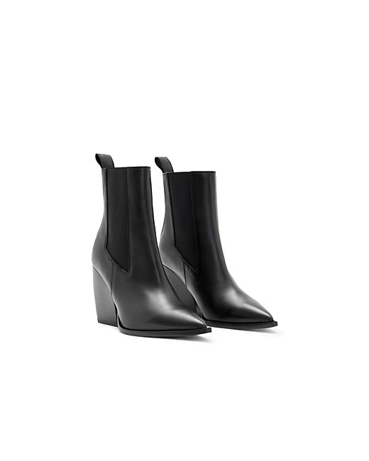AllSaints Ria Pointed Toe Stretch High Heel Booties