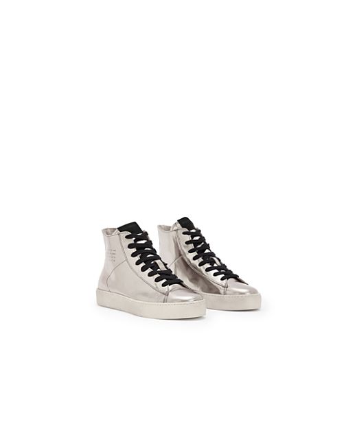AllSaints Tana Metallic Lace Up High Top Sneakers