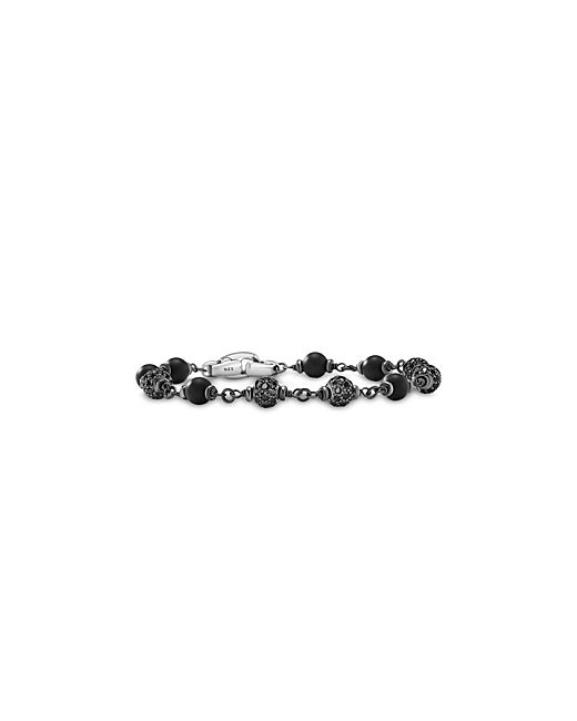 David Yurman Spiritual Beads Onyx Black Diamond Pave Rosary Style Bracelet in Sterling