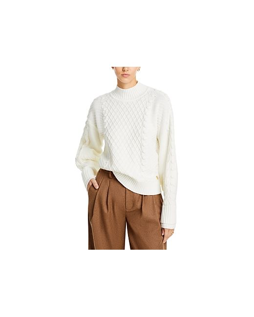Karl Lagerfeld Cable Knit Mock Neck Sweater