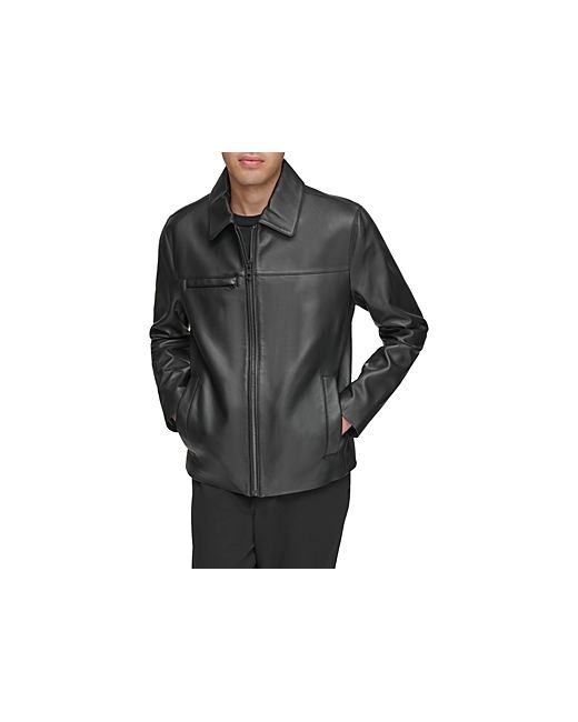 Andrew Marc Damour Leather Full Zip Trucker Jacket