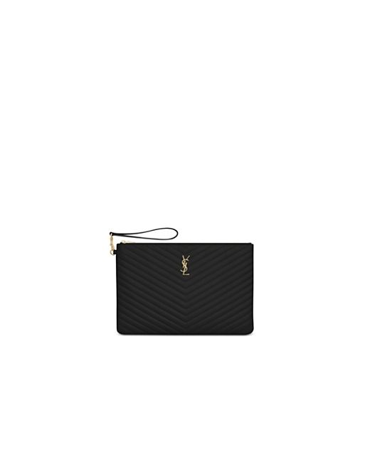 Saint Laurent Cassandre Matelasse Document Holder pouch Wallet in Quilted Leather