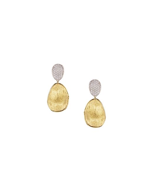 Marco Bicego Diamond Lunaria Two Drop Small Earrings in 18K