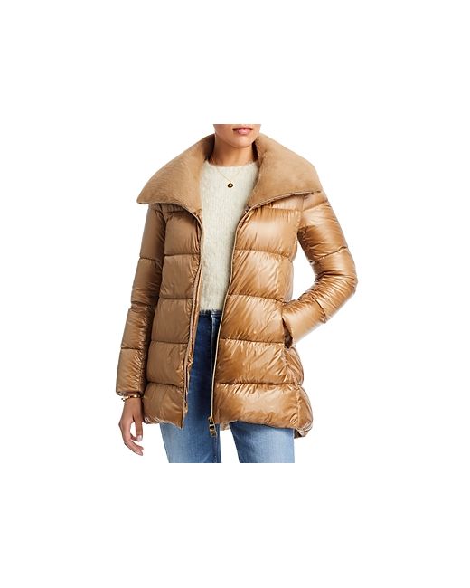 Herno Faux Fur Collar A Line Down Puffer Coat