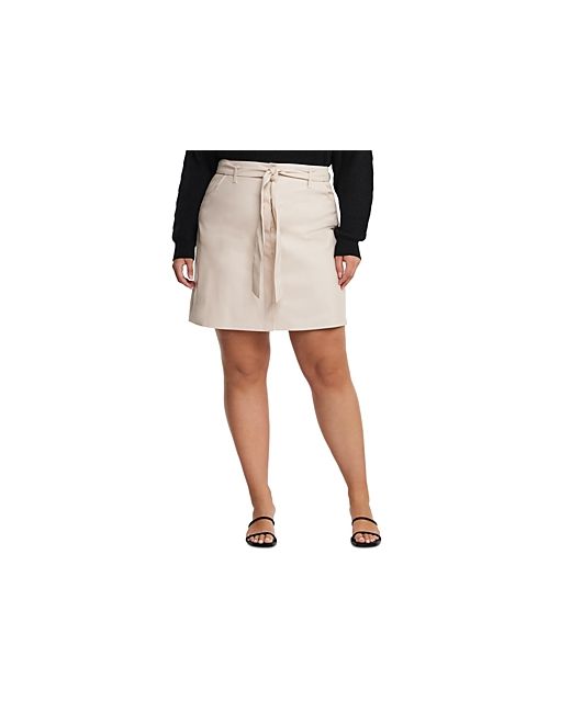 Estelle Plus Faux Leather Belted Mini Skirt