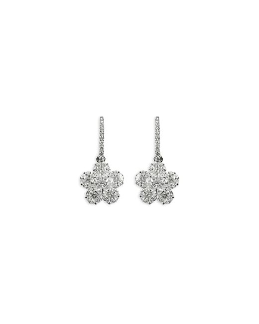 Zydo 18K Gold Mosaic Diamond Floral Drop Earrings