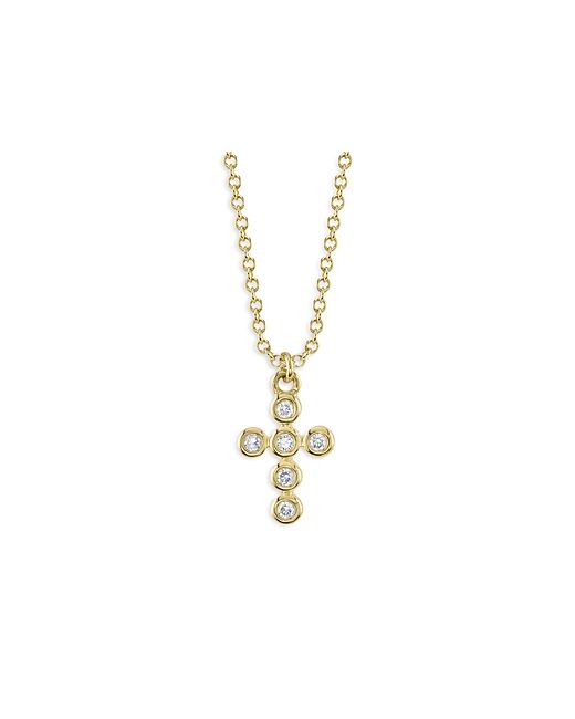 Moon & Meadow 14K Yellow Diamond Cross Pendant Necklace 17-18